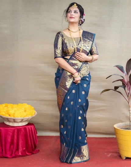 Rama Blue Banarasi Saree